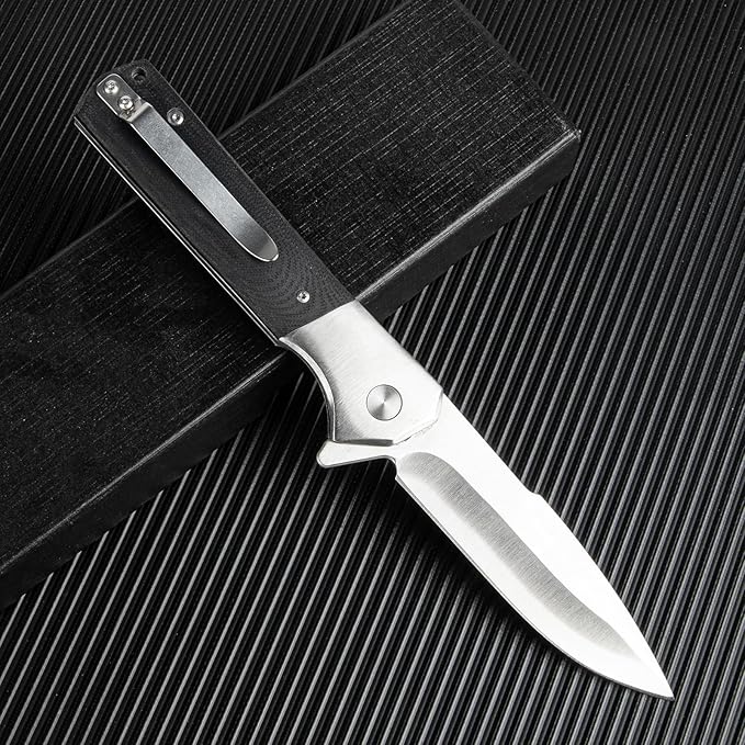 Pocket Knife for Men with D2 Steel Blade &amp G10 Handle - 4 Edge EDC Tool for Camping Hiking Travel and Daily Carry Ideal Gift for Outdoor Enthusiasts