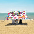 ALAZA Flower Butterfly Floral Boho Beach Tent Sun Shelter UPF50+ Protection Beach Shade Canopy w/ 4 Sandbags for Outdoor Camping Fishing Backyard Fun Picnic 10x9 ft
