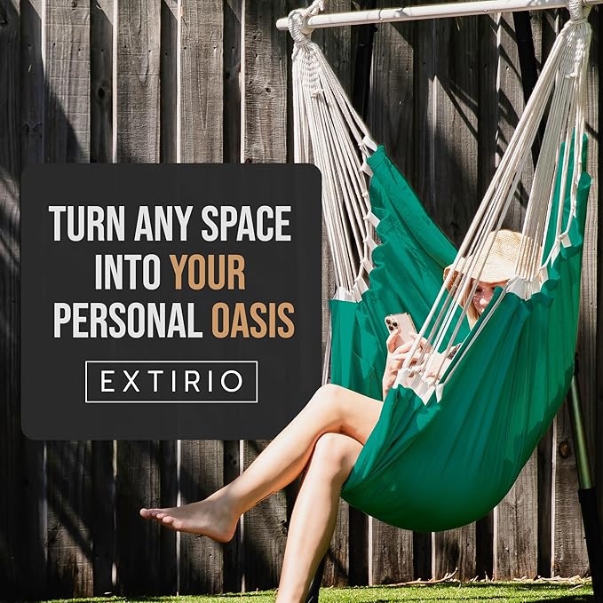 Hanging Hammock Chair Swing – Hanging Chair Outdoor &amp Indoor - Hammock Swing Chair – Quick &amp Easy Setup with Hardware Kit – Durable &amp Spacious Full Body Support – Holds 440 Lbs
