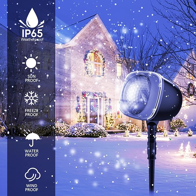 Christmas Snowfall Light Projector Holiday Projector Lights with Remote ControlRotating Snow Falling LightsOutdoor Waterproof Landscape Decorative Lighting for Halloween Wedding Garden（Snow Spots）