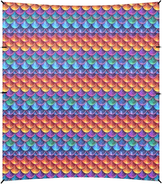 ALAZA Mermaid Print Rainbow Color Beach Tent Sun Shelter UPF50+ Protection Beach Shade Canopy w/ 4 Sandbags for Outdoor Camping Fishing Backyard Fun Picnic 10x9 ft