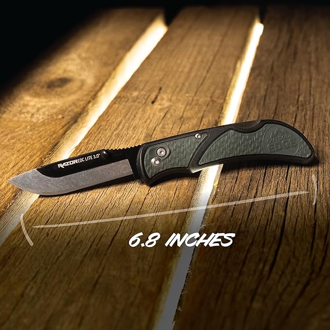 OUTDOOR EDGE 3.0 RazorLite EDC - Replaceable Blade EDC Folding Knife with Pocket Clip and One Hand Opening for Everyday Carry (Gray 4 Blades)