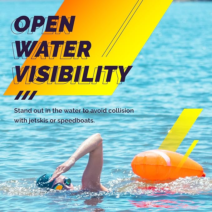 Sunlite Sports Swim Buoy Premium Quality Highly Visible Waterproof Safety Marine Float Training for Open Water Swimming for Swimmers Triatheletes Kayakers Snorkelers Throwable Flotation Device f