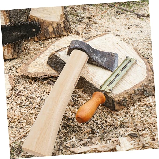 UKCOCO 2-Pack Wooden Axe Handle Replacement for Hatchets Sturdy Qiangmu Wood Anti-Slip Grip for Camping and Outdoor Wood Splitting