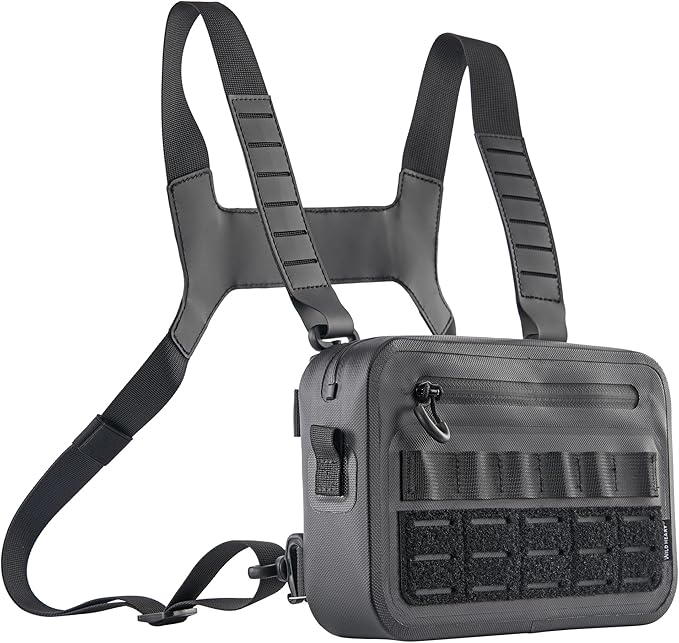 WILD HEART Sports Chest Bag for Men Women Comepletely Waterproof Tactical Chest Pack Multifunction Motorcycle bag for Outdoor Activities