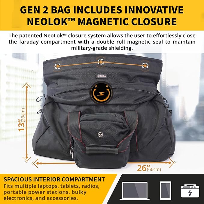 Mission Darkness X2 Faraday Duffel Bag + Detachable MOLLE Faraday Pouch (Gen 2) // Military-Grade RF Shielding for Large Electronics &amp Mobile Devices // Digital Forensics Signal Isolation Data Pri