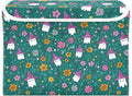 Halloween Teal Ghosties Stars Flowers Storage Box with Lid 1 PC Foldable Storage Bin with Lids Stackable Storage Bins Cube Closet Organizer Basket with Flip-Top Lid &amp Handles for Shoes Books Towel