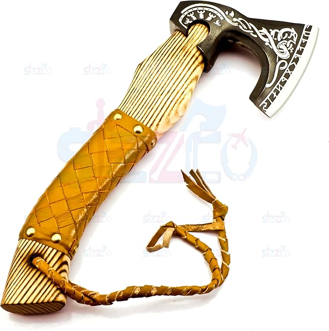 Custom Gift Forged Carbon Steel Viking Style Bearded Axe - Real Hatchet Throwing &amp Camping Axe Best Gift for Anniversary Valentine's Day Birthday with Premium Leather Sheath