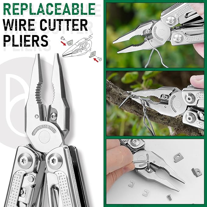 BIBURY Multitool Pliers Pro BI2049 3Cr13 Multi Tool with Large Saw Blade YG10 Tungsten Wire Cutters EDC Multi Tool w/Scissors and Screwdirver Set for Outdoor Hunting Survival Camping Gift for Men