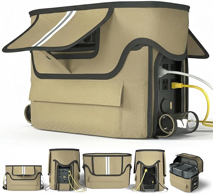 Power Station Waterproof Case Compatible with EF ECOFLOW DELTA 2 MAX Portable Case Crafted from 1680D Heavy-Duty Marine Canvas Roll-Up Side Vent Design