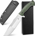 Sitivien ST21 Fixed Blade Knife 8mm Thick AUS-10 Stainless Steel Blade Full Tang Two Tone G10 Handle EDC Fixed Knifes for Outdoor Camping Field Living(Silver)