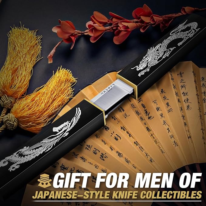Purple Dragon Tanto Fixed Blade KnifeOutdoor Bushcraft and Survival KnifeFull Tang Outdoor Knives 2 in 1Ideal for CampingHiking-Outdoor Knives Christmas Gift for Men and Women