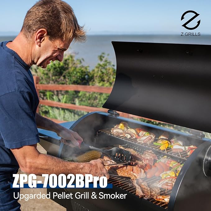 Z GRILLS Pellet Smoker Grill with PID Control Rain Cover 700 sq. in Cooking Area for Outdoor BBQ ZPG-7002B