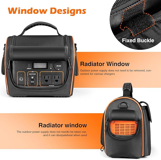 Travel Carrying Case Compatible with Jackery Explorer 300 Water-Resistant Base with Rear Pocket &amp Adjustable Strap for Solar Cable Charger &amp Accessories for Camping Travel Outdoors