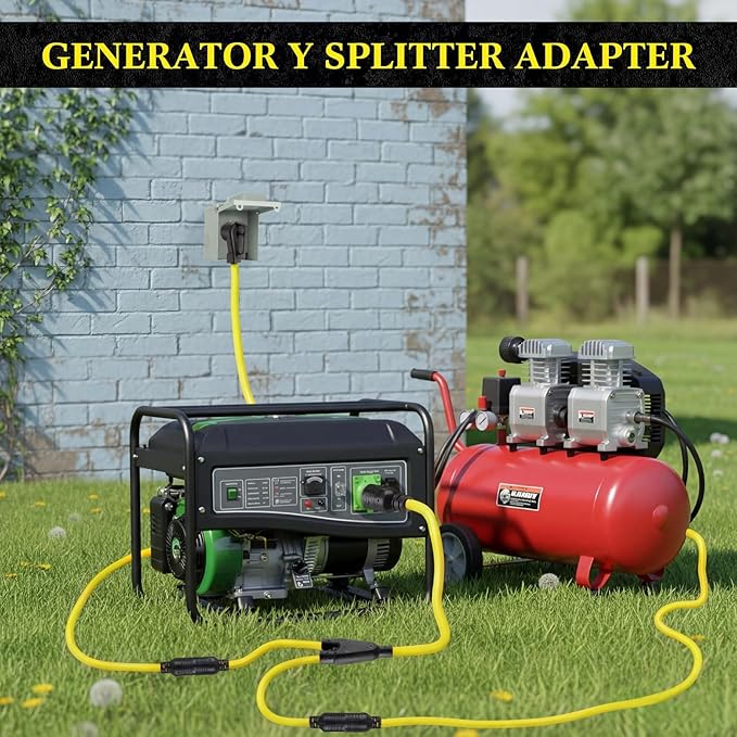 Kanayu L14-30p to L6-30r &amp L14-30r 30 Amp Generator Y Splitter Adapter Cord Compatible with NEMA Generator to Welder and House Inlet Box 8/2+10/2 STW Awg Etl Listed 2.5 ft
