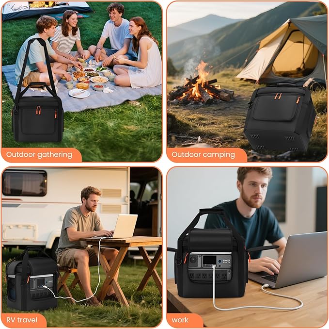 Carrying Case Compatible with Anker SOLIX C1000/C1000 Gen 2/C800/C800 Plus Portable Power Station Bag with Shoulder Strap Portable Generator Cover Compatible for Outside (Black without wheels)