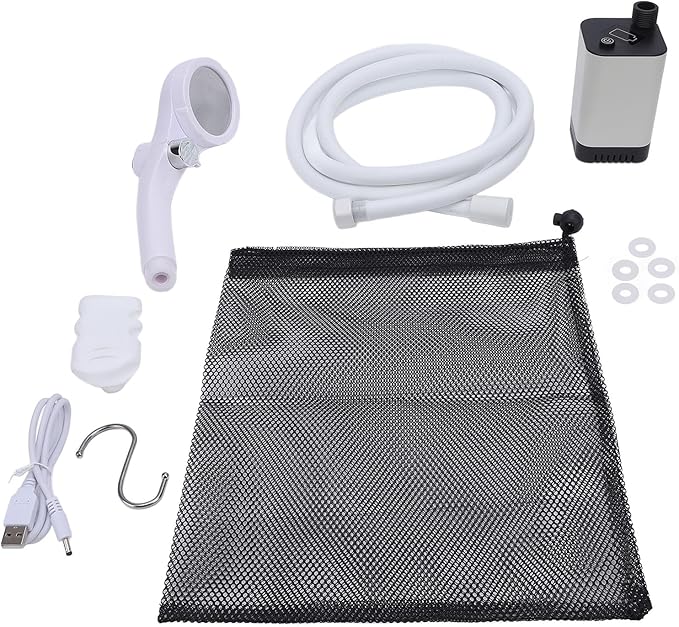 BAFOVY Portable Camping Shower Rechargeable Shower Pump Ideal for Camping Hiking Traveling Beach ABS Material