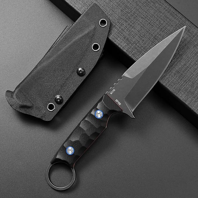 Eafengrow EF152 Fixed Blade Knife K110 Steel Blade G10 Handle Full Tang EDC Tool Knife for Outdoor Working Camping Hiking