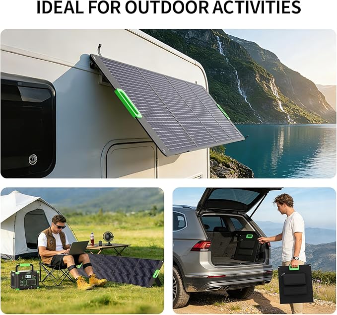 200W High Efficiency ETFE Foldable Solar Panel for Portable Power Station IP65 Waterproof Solar Charger with Kickstands DC XT60 &amp Anderson Outputs for Outdoor RV Camping Emergency Blackout