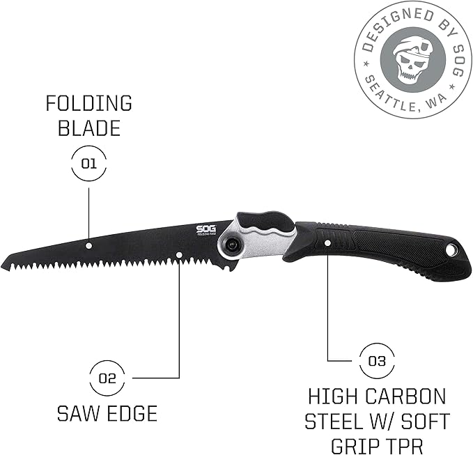 SOG FastHawk- Lighter Faster Agile Throwing Hatchet Versatile Survival Tactical Axe &amp Folding Saw - Wood Saw Hand Saw Pruning Saw and Camping Saw