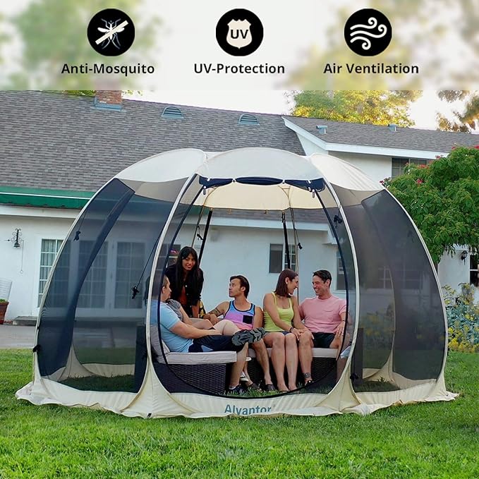 Alvantor Pop Up Screen House Gazebo with Mosquito Netting Instant UV Resistant Sun Shelter for Patio &amp Backyard Portable Canopy Tent for 2-10 Person