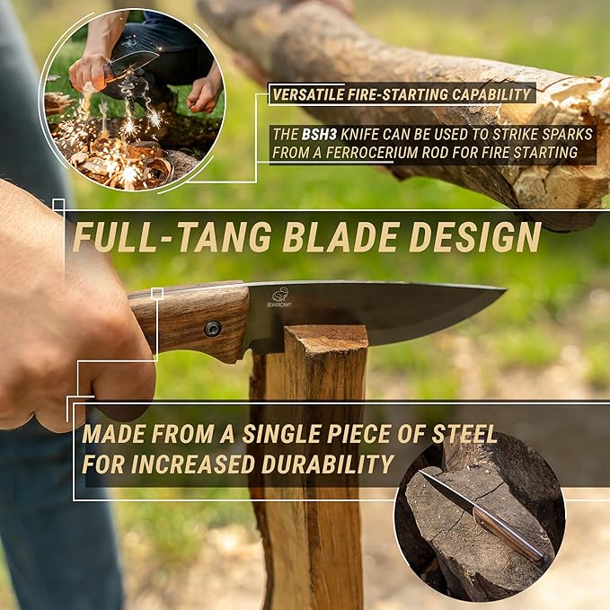 BeaverCraft BSH3 Bushcraft Knife CRG_M Whittling Woodworking Gloves Gloves for Food Prep