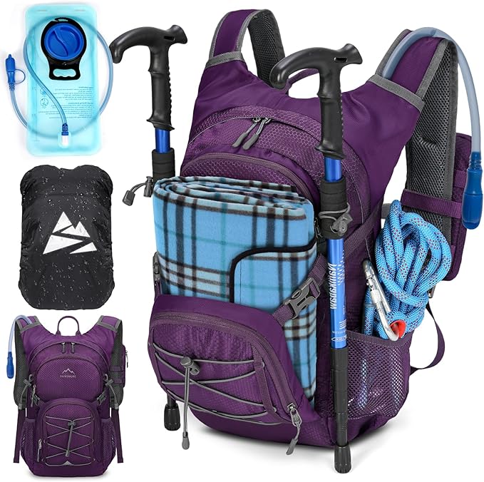 Hydration Backpack with Water Bladder 18L Lightweight Hiking Backpack for Women&ampMen Small Insulated Hydration Water Pack for Hiking Running Cycling Biking