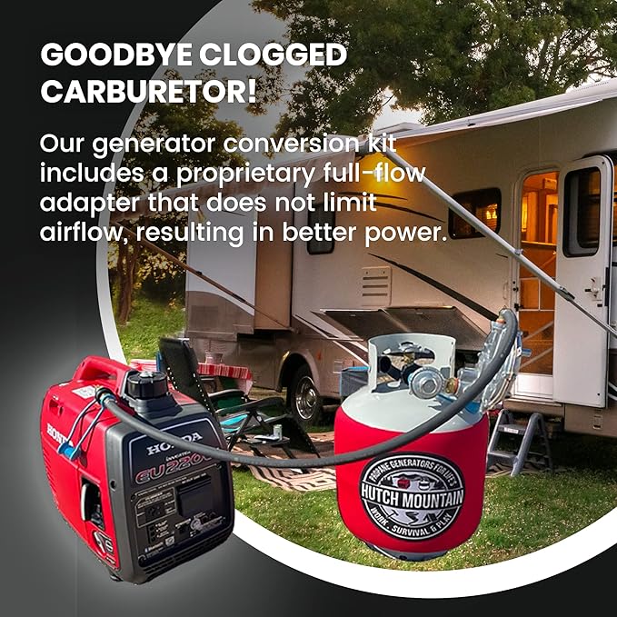 Hutch Mountain Generator Propane Conversion Kit Honda EU3000is- Tri-Fuel Conversion for Propane Gasoline &amp Natural Gas - Portable Generator Backup Kit for Home Emergencies Camping and RVs