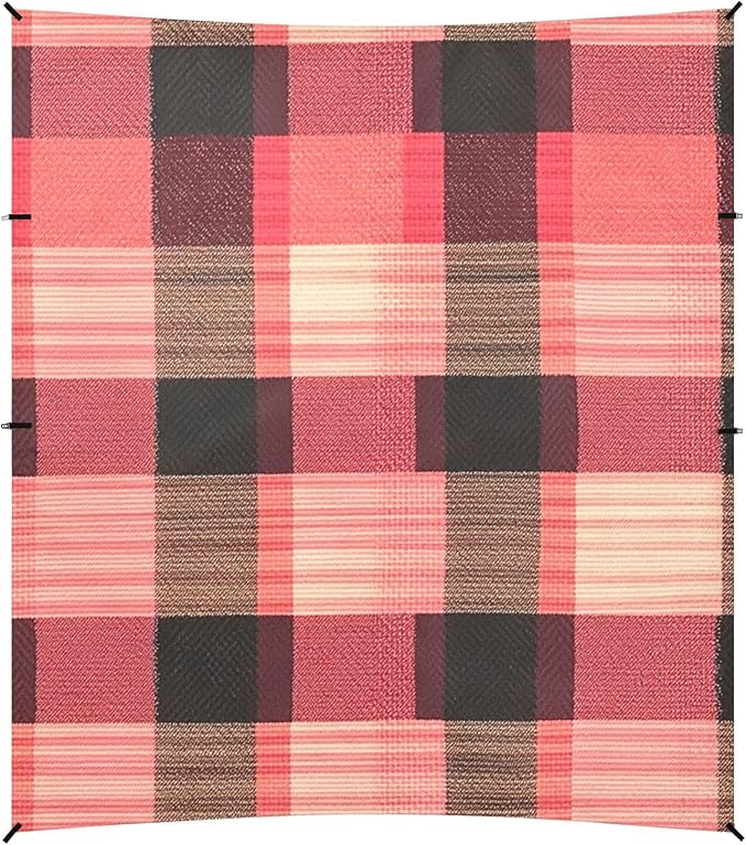Coral Buffalo Plaid Check Tartan Scotland Stable Beach Tent UPF50 Waterproof Large Portable Sun Shelter with Sandbags &amp Sand Shovel for Camping Trips Fishing Backyard Fun or Picnics
