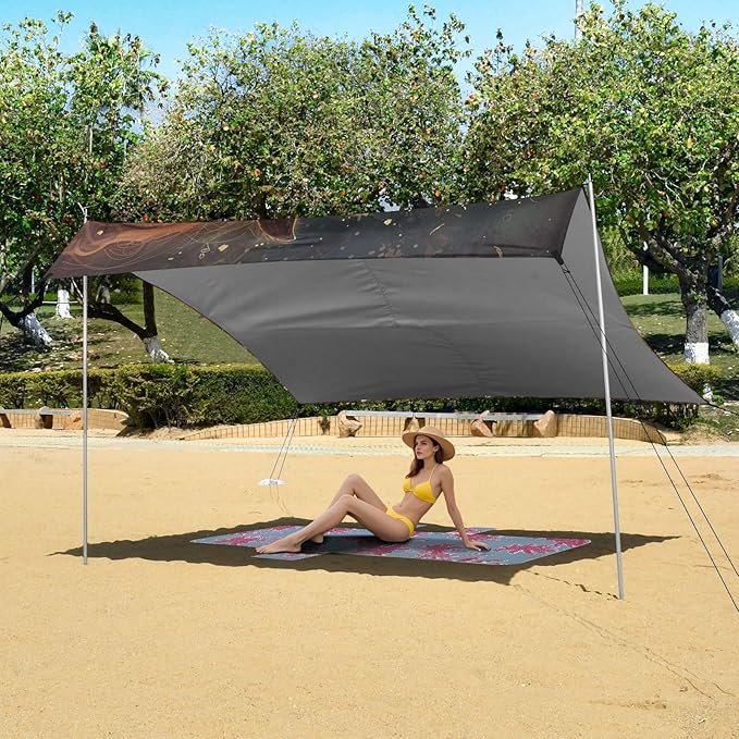 ALAZA Horse with Butterfly Beach Tent Sun Shelter Portable Canopy Sunshade for Outdoor Camping Picnics Backyard Fun 10x9 ft