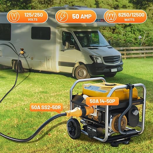 MECMO NEMA 14-50P to SS2-50R Twist Lock RV Generator Adapter 50 Amp 14-50P RV Generator Plug to Shore Power Adapter 125/250V for 50A Transfer Switch Power Inlet Box RV Camper Generator to House