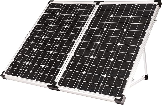 Go Power GP-PSK-90 90W Portable Folding Solar Panel Kit 10 Amp Solar Controller Adjustable Folding Legs SAE &amp XLR Plug Adapters Includes Heavy Duty Carrying Case