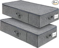 2 Pack Large Under Bed Storage Containers with LidUltra Thick Underbed Clothes Storage Organizer with Sturdy SidewallsFoldable Under Bed Bag for ShoeBlanketsSweater30x15x7 inchGrey