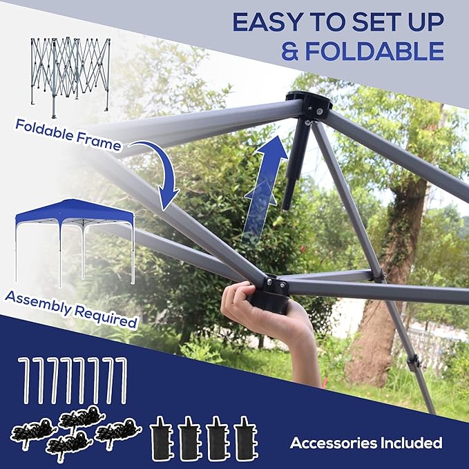 120x120 Inch Pop-Up Canopy Tent with UV Protection