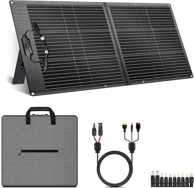 100W Portable Solar Panel for Power Station 23.7% High Efficiency Foldable Solar Charger with XT60/MC4/Anderson Output for Outdoor Camping RV Emergency Backup Off Grid
