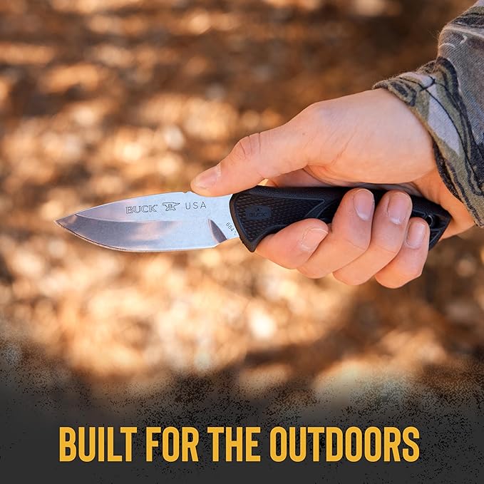 Buck Knives 684 Small BuckLite Max II Hunting Knife 3-1/4 Fixed Blade Dynaflex Rubber Handle 420HC Stainless Steel Drop Point Blade Sheath Included Knife Made in the USA 2.8 oz