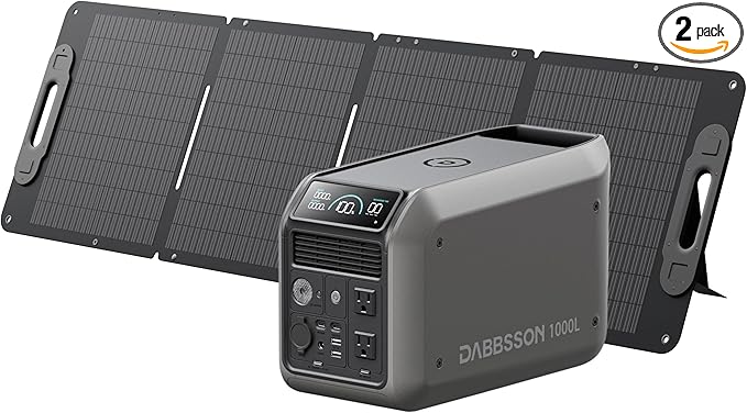 Dabbsson 1008Wh Solar Generator with 120W Solar Panel Semi-Solid LiFePO4 1200W AC Output1600W Power-Boost 1.2X Longer Runtime 0-80% in 50 Min 1000L Portable Power Station for Home/Camping/RV