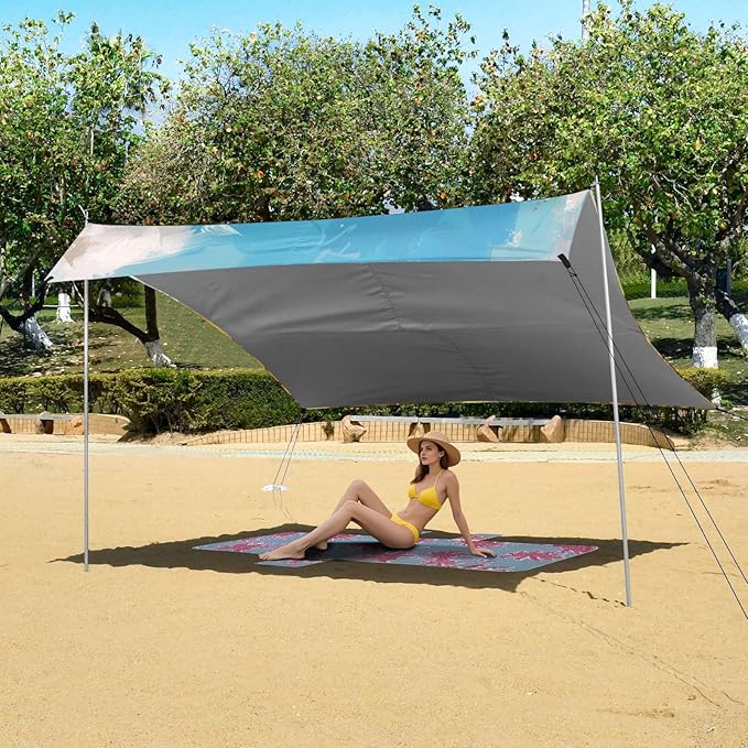 ALAZA Cartoon Funny Pig Sunflower Summer Beach Tent Sun Shelter Portable Canopy Sunshade for Outdoor Camping Picnics Backyard Fun 10x9 ft