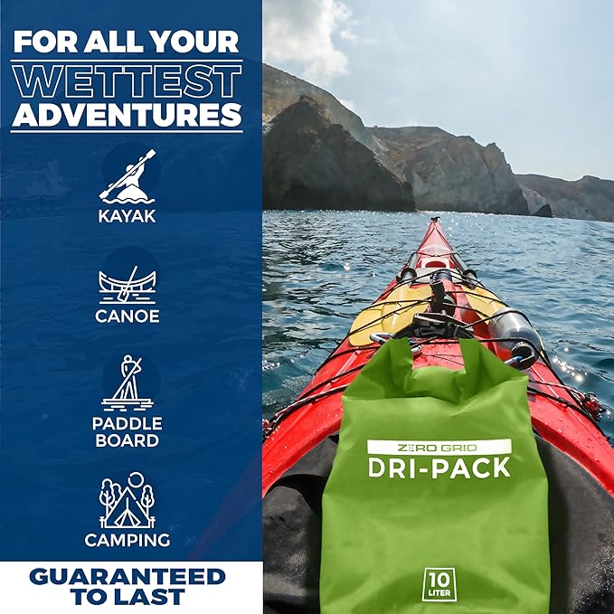 Zero Grid Waterproof Dry Bag - Floating Roll Top Drybag Keeps Dry 10L/20L/30L/40L Sizes for Backpacking Kayaking Boating Camping Fishing Hiking Made from Tough 500D Material