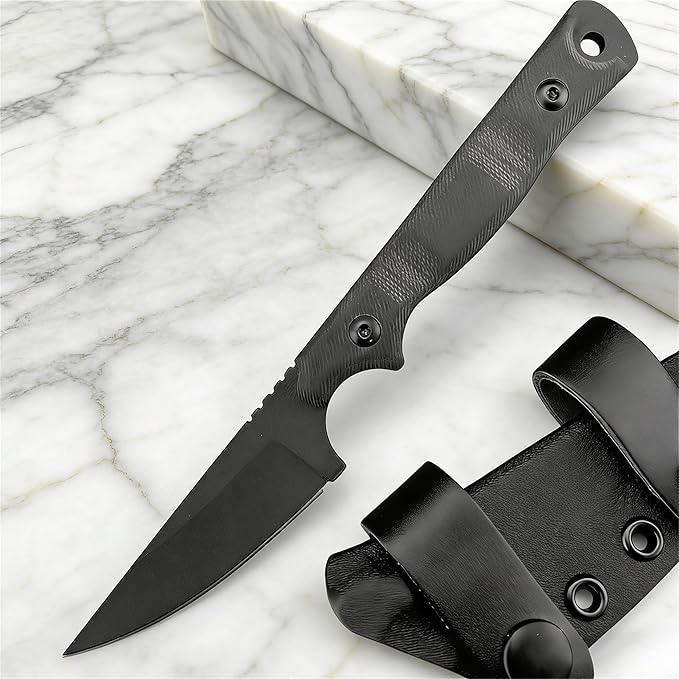 7.6 Small EDC Fixed Blade Knife Full Tang 8Cr13Mov Steel Blade G10 Handle with Kydex Sheath Everyday Carry for Outdoor &amp Camping Tool