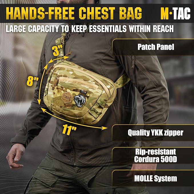 M-Tac Elite Sphaera Large Bag Gen 2 -Tactical Shoulder Bag - Conceal Carry Chest Sling Pack CCW Bag
