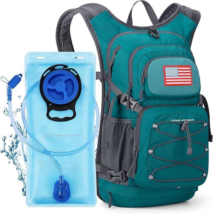 Maelstrom Hydration Hiking Backpack with 2L/3L Water Bladder High Flow Bite Valve Water Backpack Men Women Lightweight Insulation for Hiking Cycling Running Climbing Camping