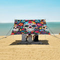 ALAZA Sugar Skull Day of Dead Beach Tent Sun Shelter UPF50+ Protection Beach Shade Canopy w/ 4 Sandbags for Outdoor Camping Fishing Backyard Fun Picnic 10x9 ft
