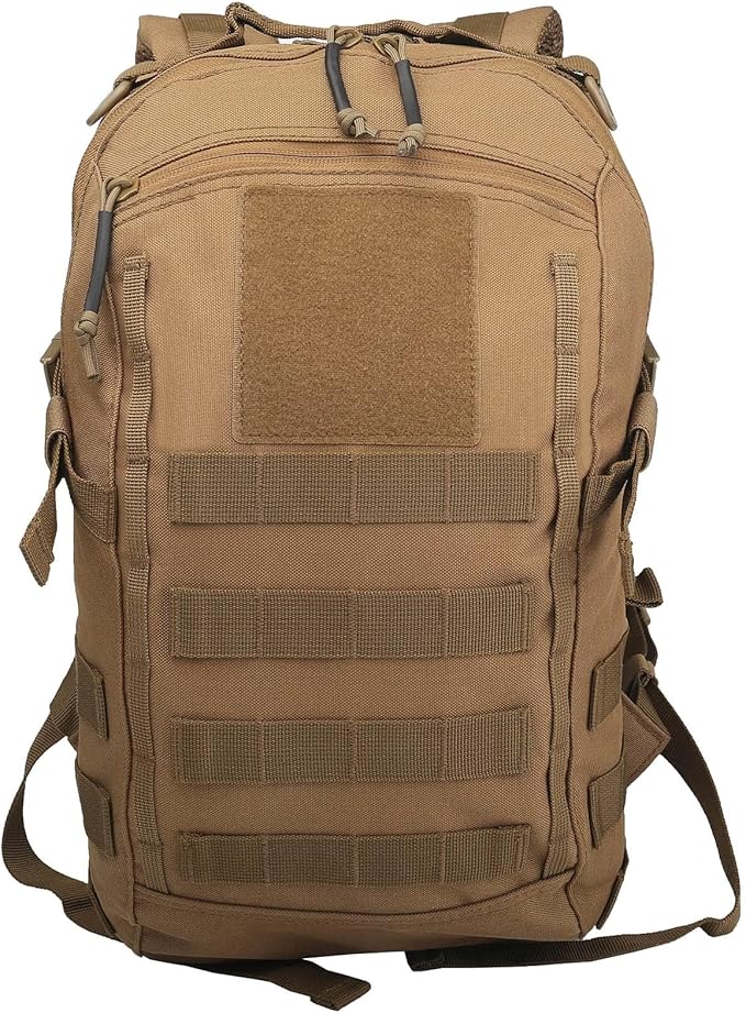 Small Tactical Backpack 12L Molle Bag Rucksack Army Daypack Military Daypack for OutdoorHiking (Tan)