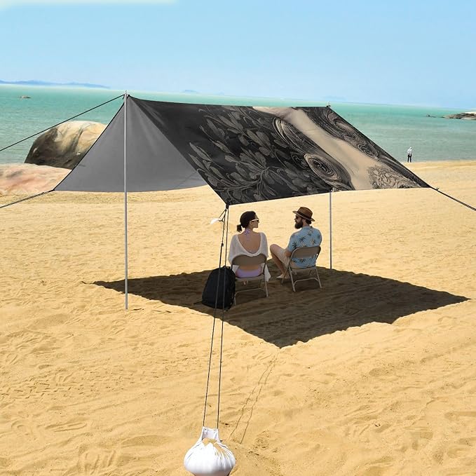 Charming Woman Beach Tent Sun Shelter Set UPF50+ UV Protection 10.5 x 9.19 FT Camping Shade Canopy with Sandbags Sand Anchors Carrying Bag and Others
