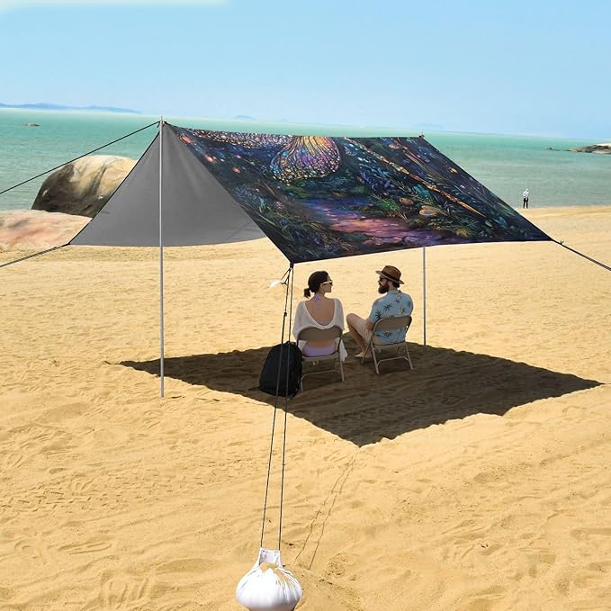 ALAZA Forest Dragonfly Magic Beach Tent Sun Shelter Portable Canopy Sunshade for Outdoor Camping Picnics Backyard Fun 10x9 ft