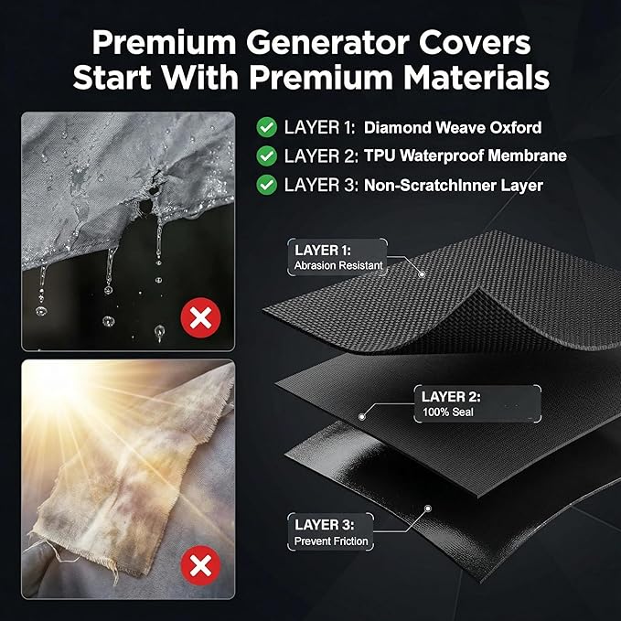 Generator Covers Generator Covers While Running 32X24X24 inches Top Can be Opened With Tool Bag and Visual Operation Window Suitable for 3000W-12000W Frame Generator Black.