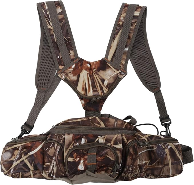 Pilipane Outdoor Hiking Backpack Waist Bag with Bottle Holder Camping Shoulder Bag Water Bottle Pack Ergonomic Lightweight Design for Sports Hiking Outdoor Activities Reed Flannel