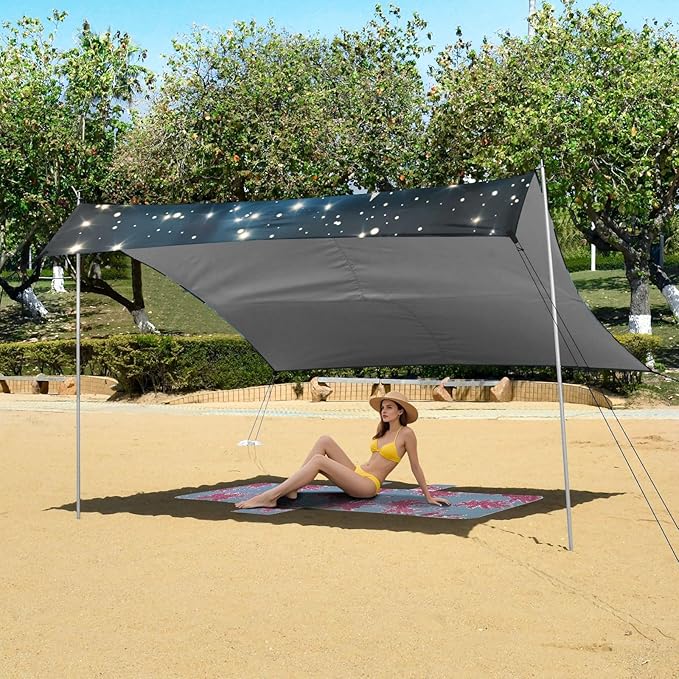 ALAZA Piano Keys Stars Beach Tent Sun Shelter Portable Canopy Sunshade for Outdoor Camping Picnics Backyard Fun 10x9 ft