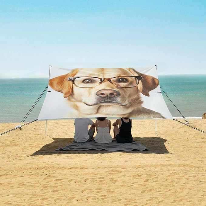 ALAZA Retriever Labrador Wearing Transparent Glasses Beach Tent Sun Shelter Portable Canopy Sunshade for Outdoor Camping Picnics Backyard Fun 10x9 ft